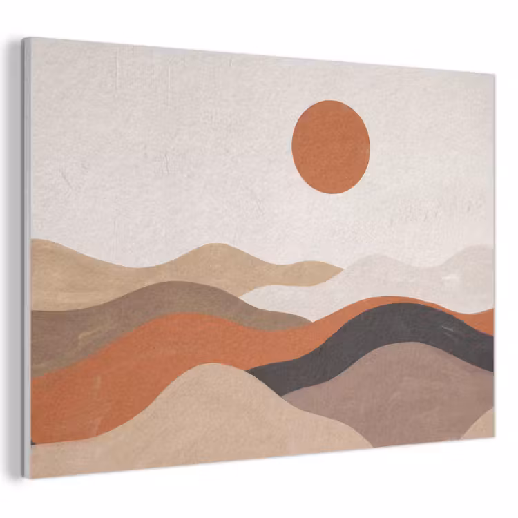Landschap - Heuvels - Zon - Abstract - Oranje PET vilt klein -3d