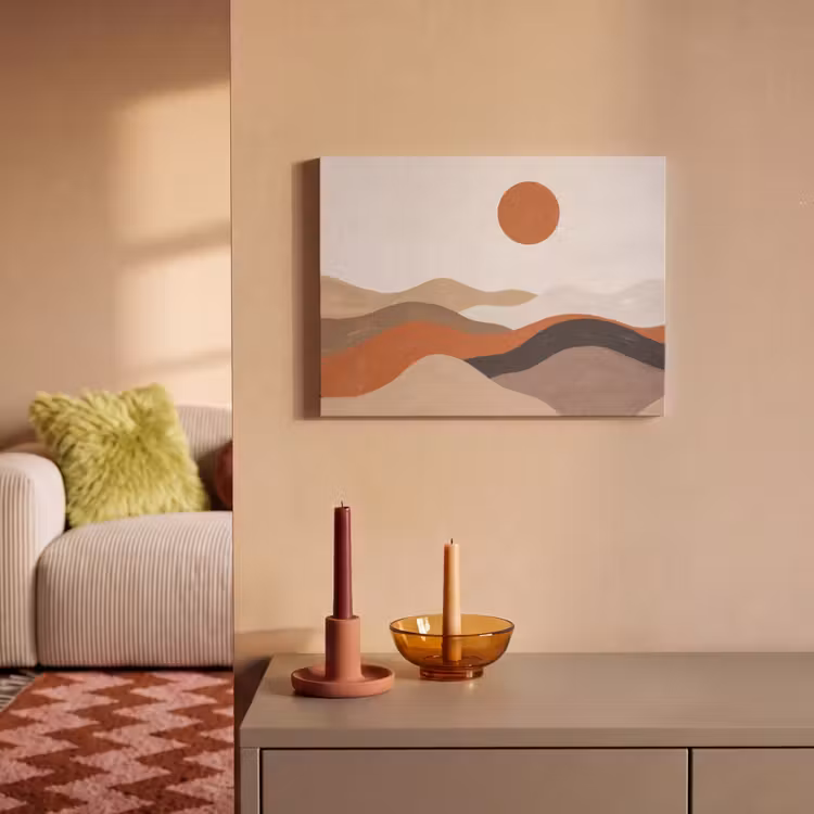 Landschap - Heuvels - Zon - Abstract - Oranje PET vilt klein -sfeer1