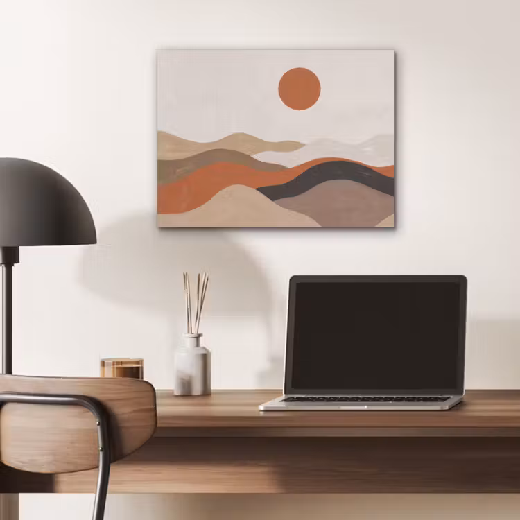 Landschap - Heuvels - Zon - Abstract - Oranje PET vilt klein -sfeer5