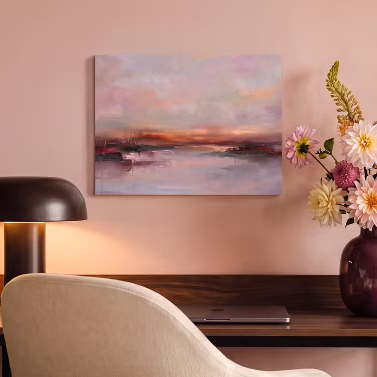Landschap - Zonsondergang - Abstract - Modern - Roze PET vilt klein -sfeer3
