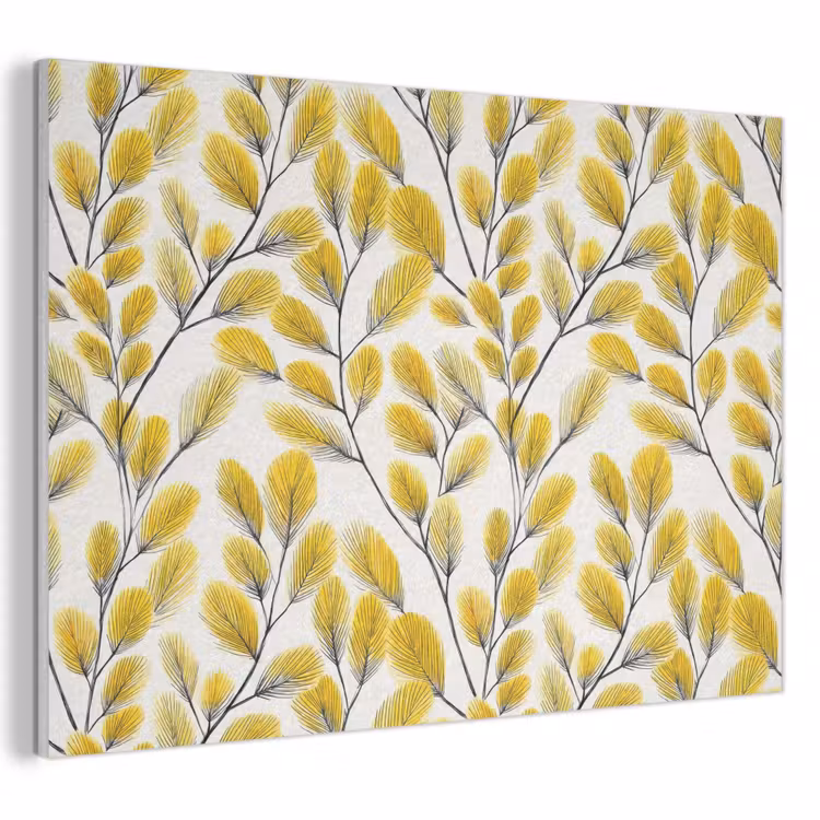 Bladeren - Botanisch - Elegant - Geel - Zwart PET vilt klein 837 -3d
