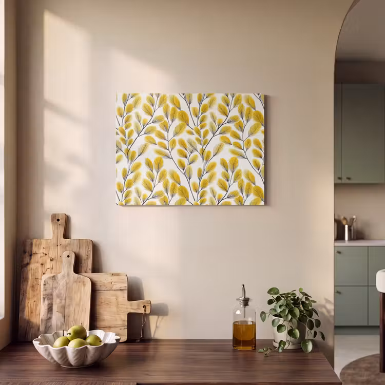 Bladeren - Botanisch - Elegant - Geel - Zwart PET vilt klein 837 -sfeer2