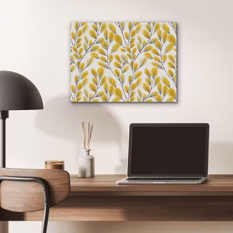 Bladeren - Botanisch - Elegant - Geel - Zwart PET vilt klein 837 -sfeer5