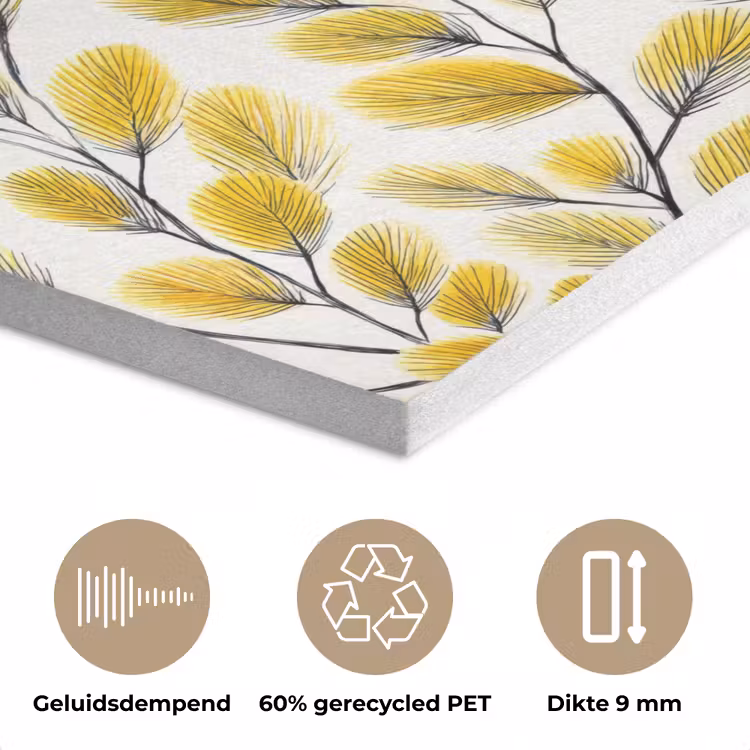 Bladeren - Botanisch - Elegant - Geel - Zwart PET vilt klein 837 -closeup_NL