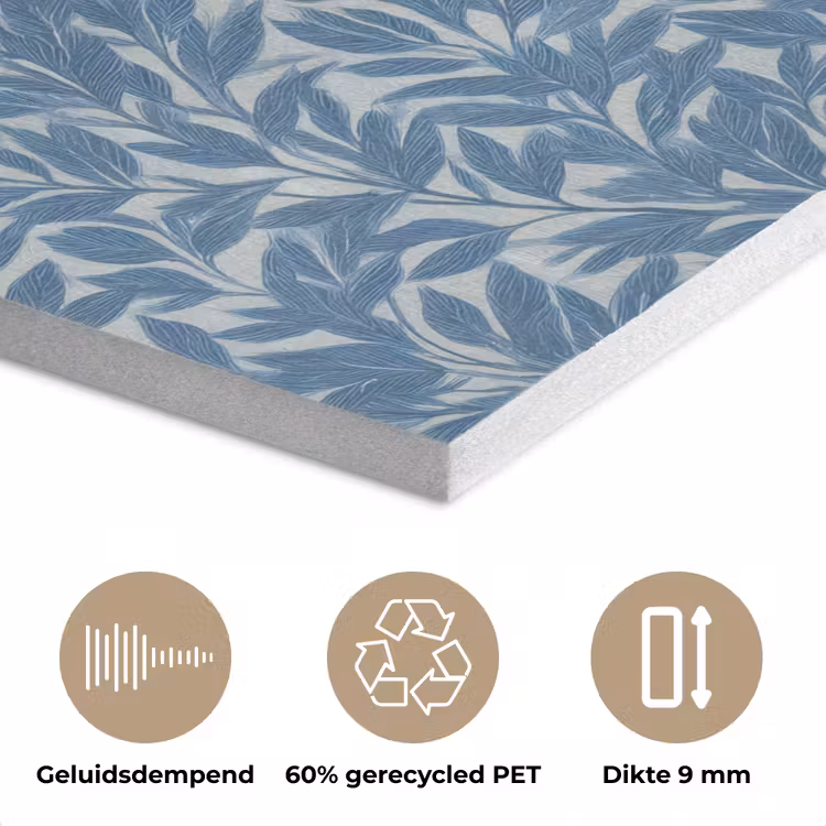 Bladeren - Klassiek - Patroon - Donkerblauw - Vintage PET vilt klein 837 -closeup_NL