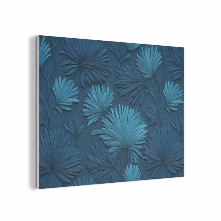 Bladeren - Reliëf - Patroon - Oceaanblauw - Modern PET vilt klein 837 -3d