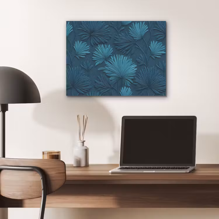 Bladeren - Reliëf - Patroon - Oceaanblauw - Modern PET vilt klein 837 -sfeer5