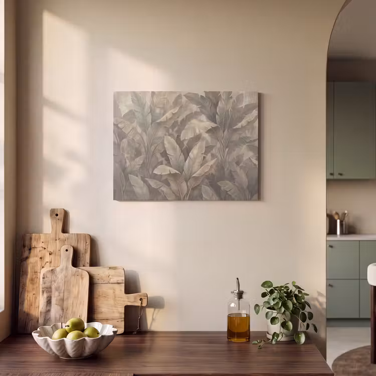 Bladeren - Tropisch - Natuur - Modern - Beige PET vilt klein -sfeer2