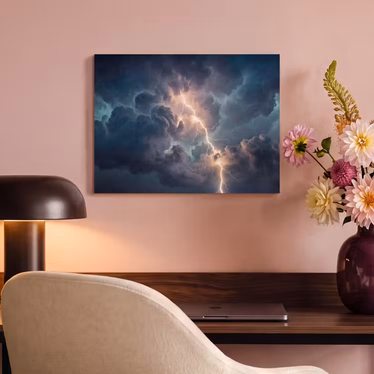Bliksem - Storm - Natuur - Donker PET vilt klein -sfeer3