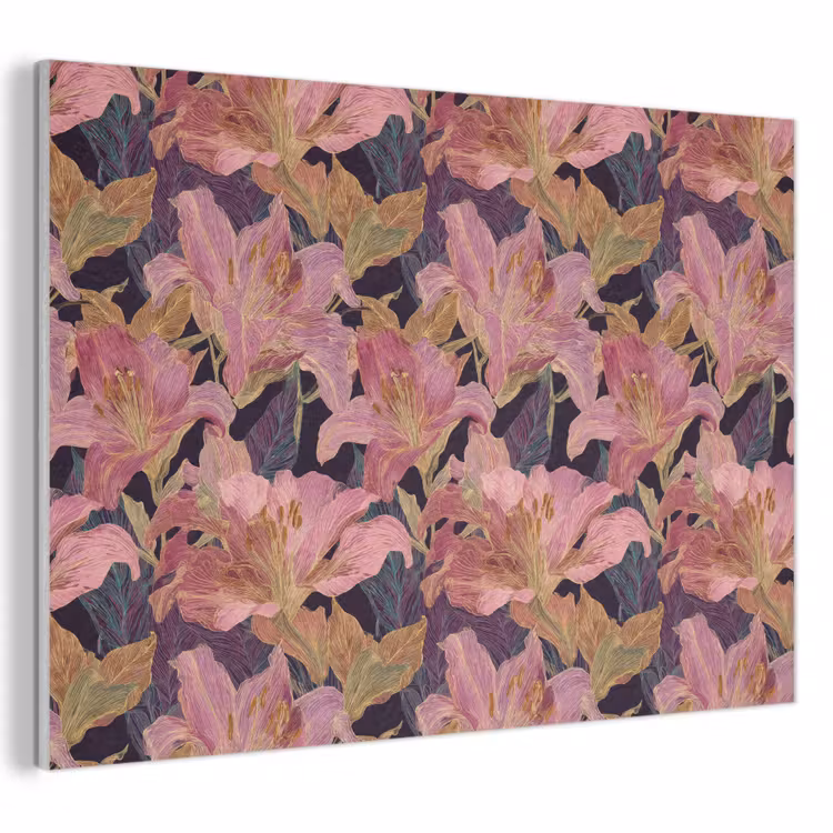 Lelies - Patroon - Roze - Goud PET vilt klein 837 -3d