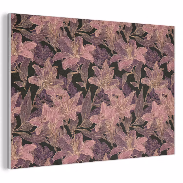 Lelies - Patroon - Paars - Goud PET vilt klein 837 -3d