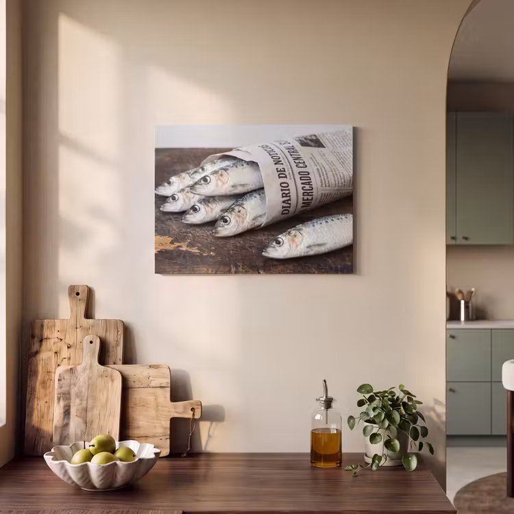 Acoustic Panel - Little Sardine - newspaper - cutting board - Sardientje - krant - snijplank PET vilt klein