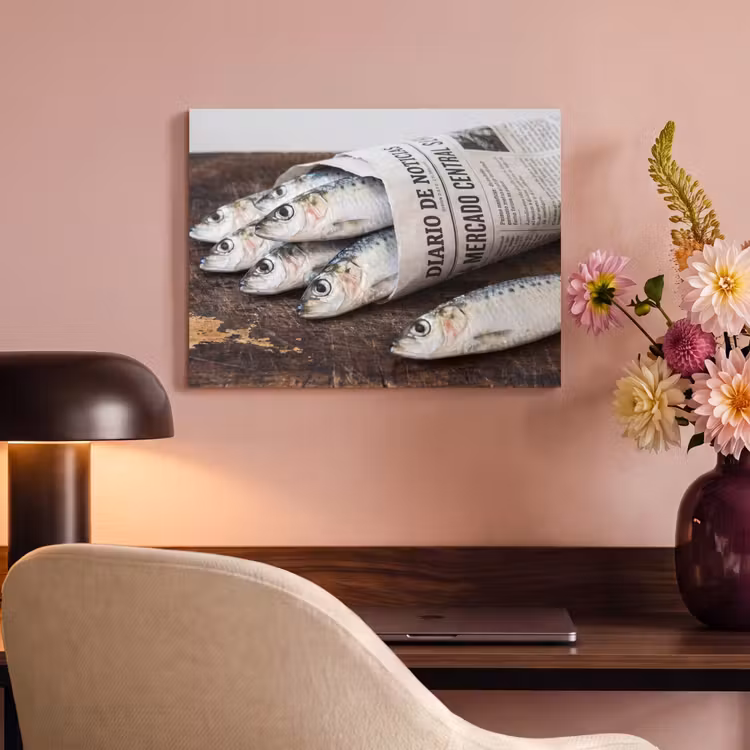 Acoustic Panel - Little Sardine - newspaper - cutting board - Sardientje - krant - snijplank PET vilt klein