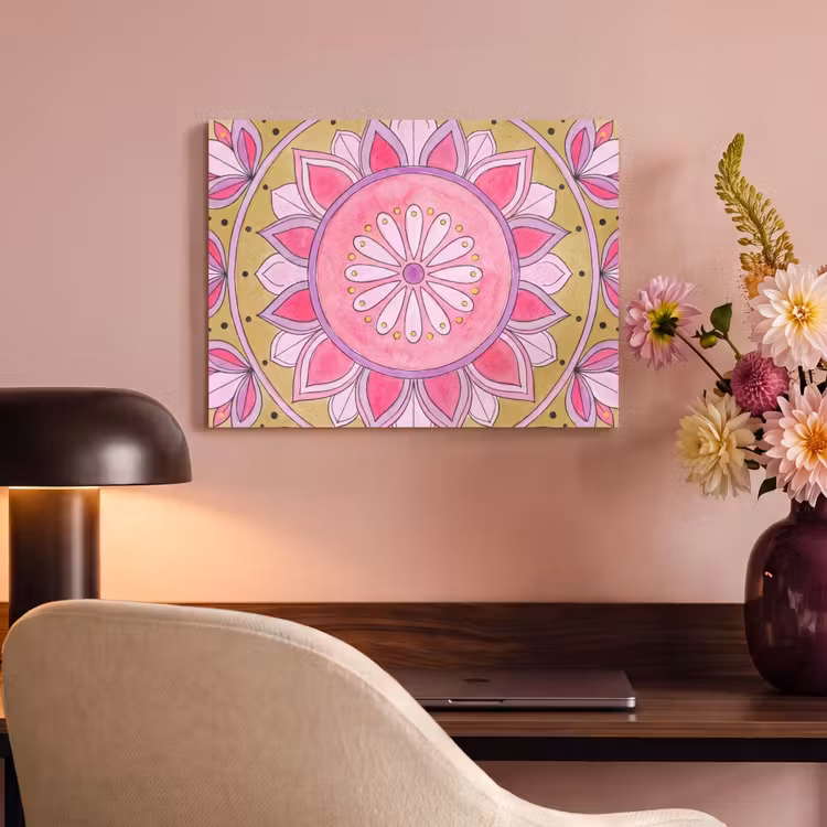 Mandala - Patroon - Kunst - Aquarel - Roze PET vilt klein -sfeer3