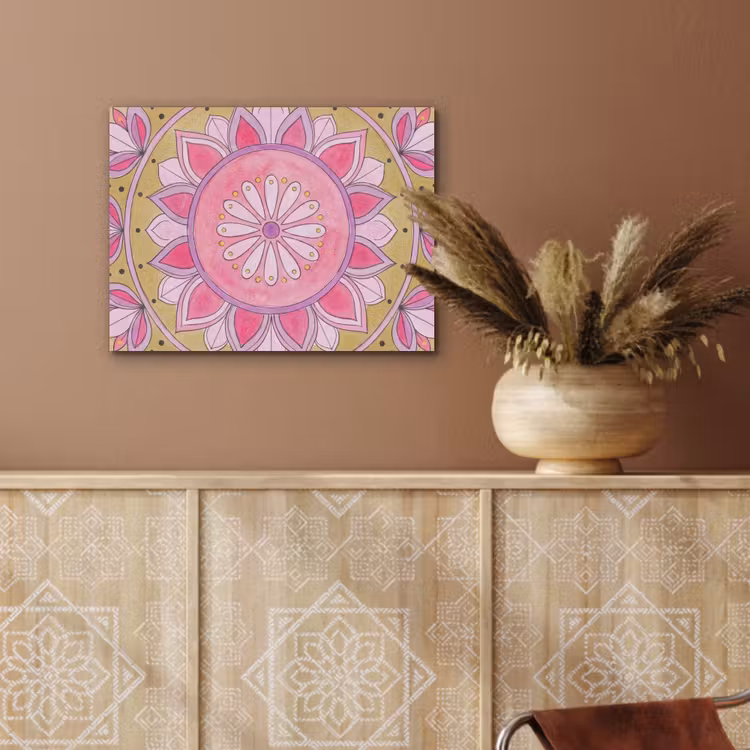 Mandala - Patroon - Kunst - Aquarel - Roze PET vilt klein -sfeer4
