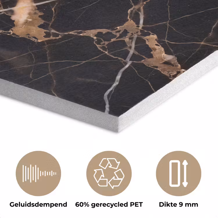 Marmer - Goud - Abstract - Zwart PET vilt klein -closeup_NL