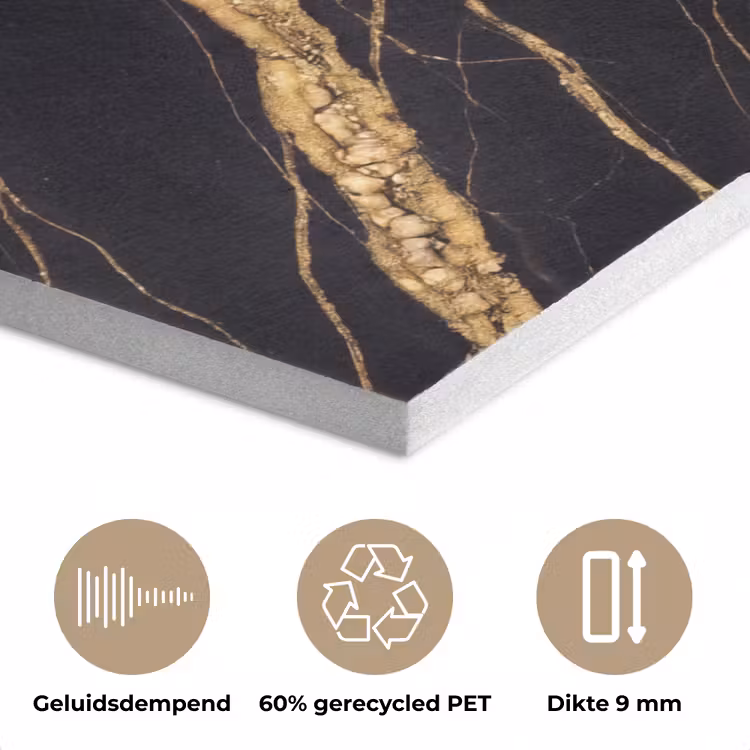 Marmer - Goud - Textuur - Abstract - Zwart PET vilt klein -closeup_NL