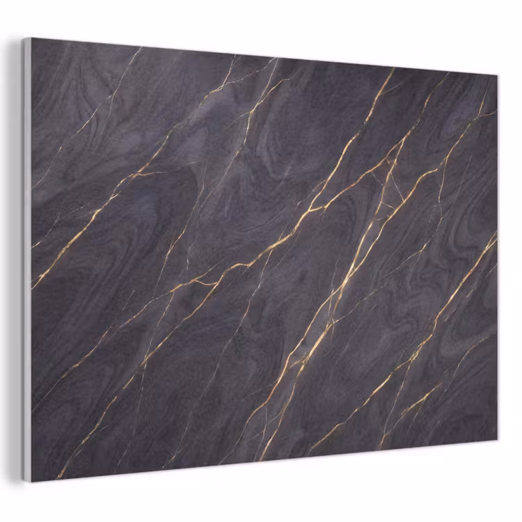 Marmer - Goudaders - Abstract - Modern - Zwart PET vilt klein -3d