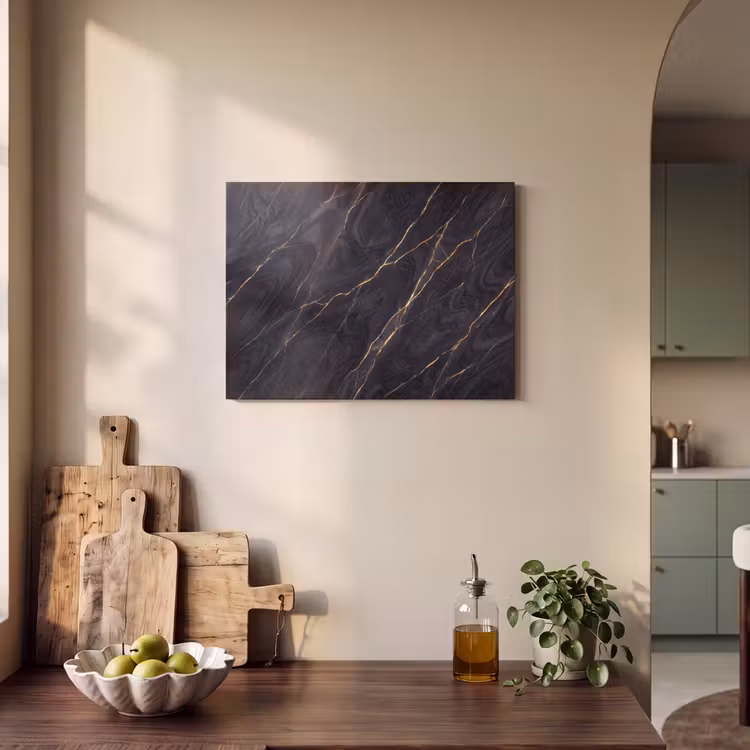 Marmer - Goudaders - Abstract - Modern - Zwart PET vilt klein -sfeer2