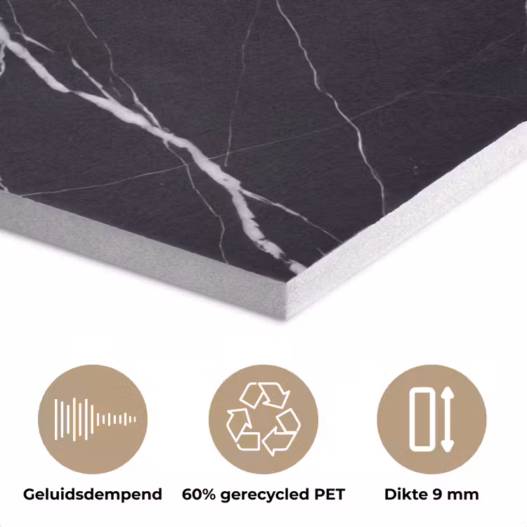 Marmer - Patroon - Abstract - Modern - Zwart PET vilt klein -closeup_NL