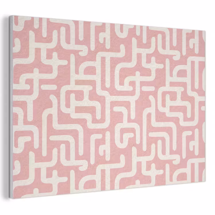 Doolhofpatroon - Roze - Wit - Abstract PET vilt klein 837 -3d