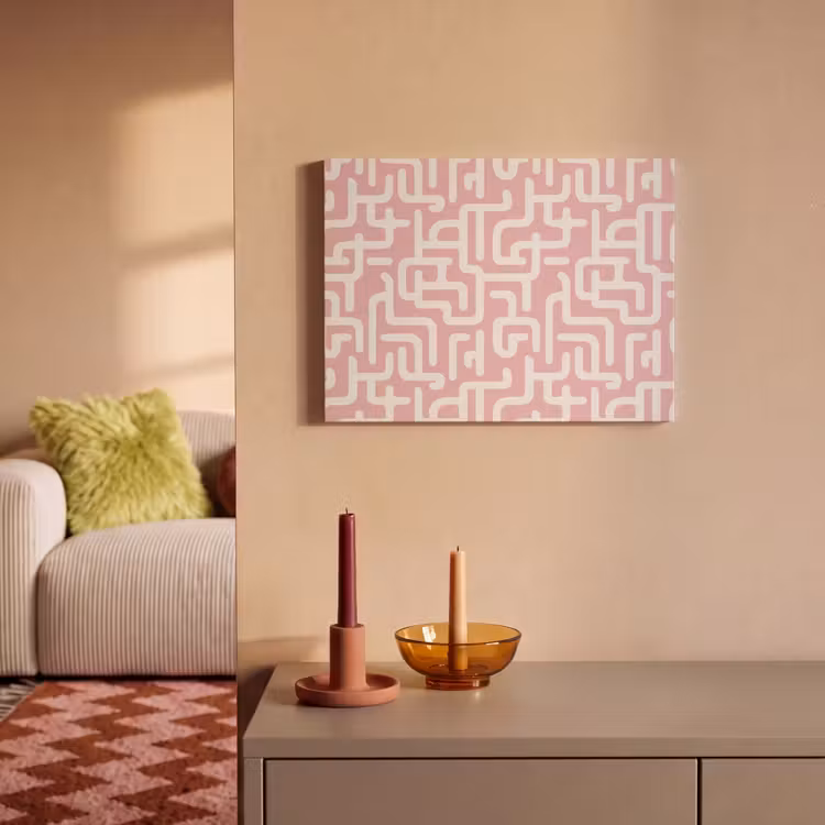 Doolhofpatroon - Roze - Wit - Abstract PET vilt klein 837 -sfeer1