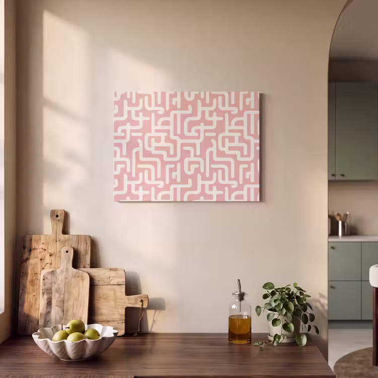 Doolhofpatroon - Roze - Wit - Abstract PET vilt klein 837 -sfeer2