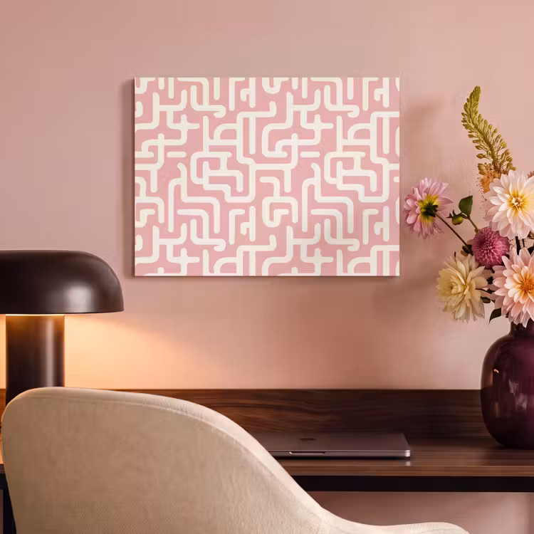 Doolhofpatroon - Roze - Wit - Abstract PET vilt klein 837 -sfeer3