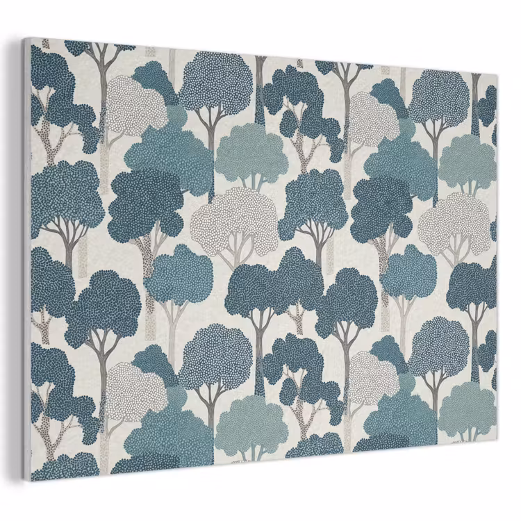 Modern - Bomen - Bos - Patroon - Blauw PET vilt klein 837 -3d