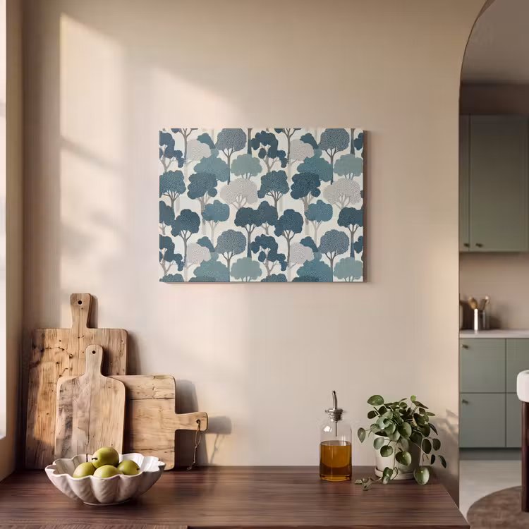 Modern - Bomen - Bos - Patroon - Blauw PET vilt klein 837 -sfeer2