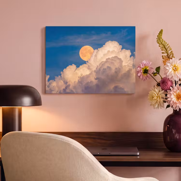 Maan - Wolken - Natuur - Oranje PET vilt klein -sfeer3