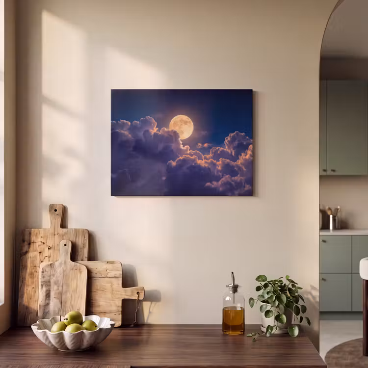 Maan - Wolken - Nacht - Oranje PET vilt klein -sfeer2