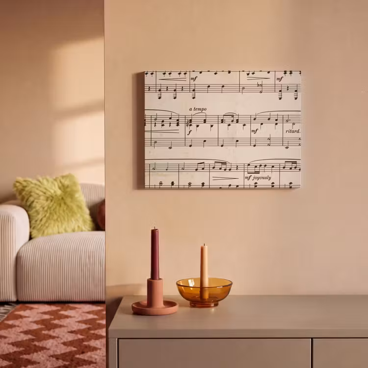 Muzieknotatie - Notenbalken - Kunst - Klassiek - Beige PET vilt klein -sfeer1