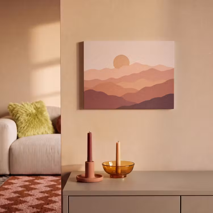 Natuur - Heuvels - Abstract - Modern - Oranje PET vilt klein -sfeer1
