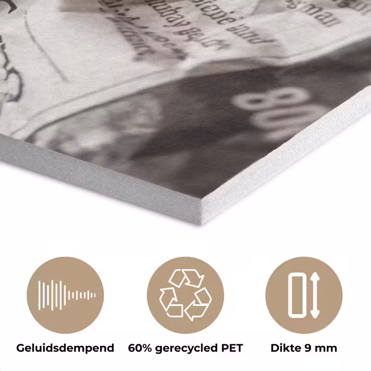 Krant - Gekreukeld - Textuur - Vintage - Zwart-wit PET vilt klein -closeup_NL