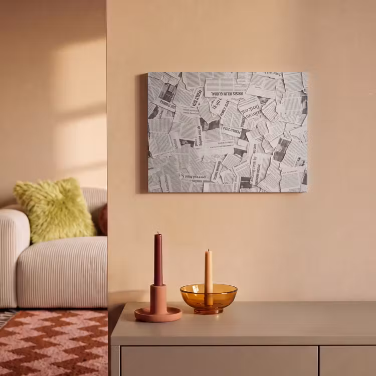 Krant - Versnipperd - Textuur - Zwart-wit - Abstract PET vilt klein -sfeer1