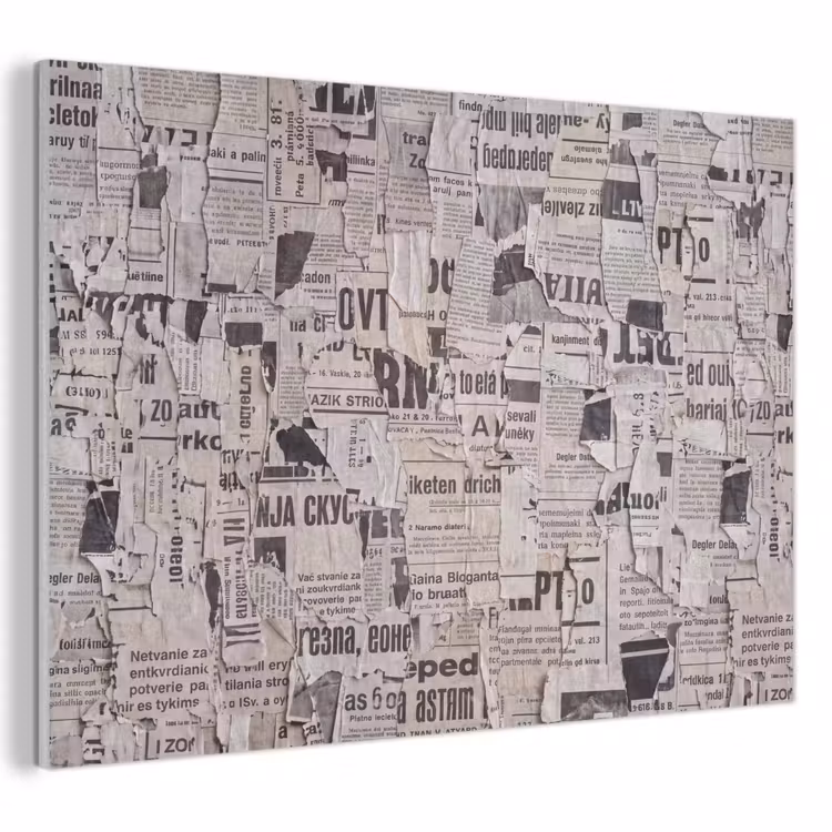 Krant - Gescheurd - Textuur - Abstract - Zwart-wit PET vilt klein -3d