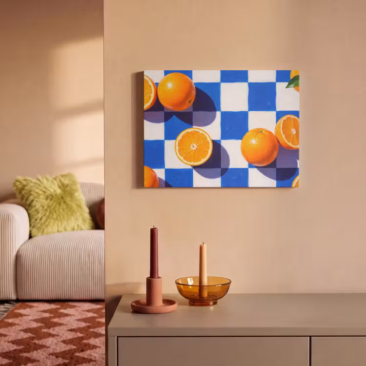 Acoustic Panel - Orange - Checkered - Food - Sinaasappel - Geruit - Eten PET vilt klein