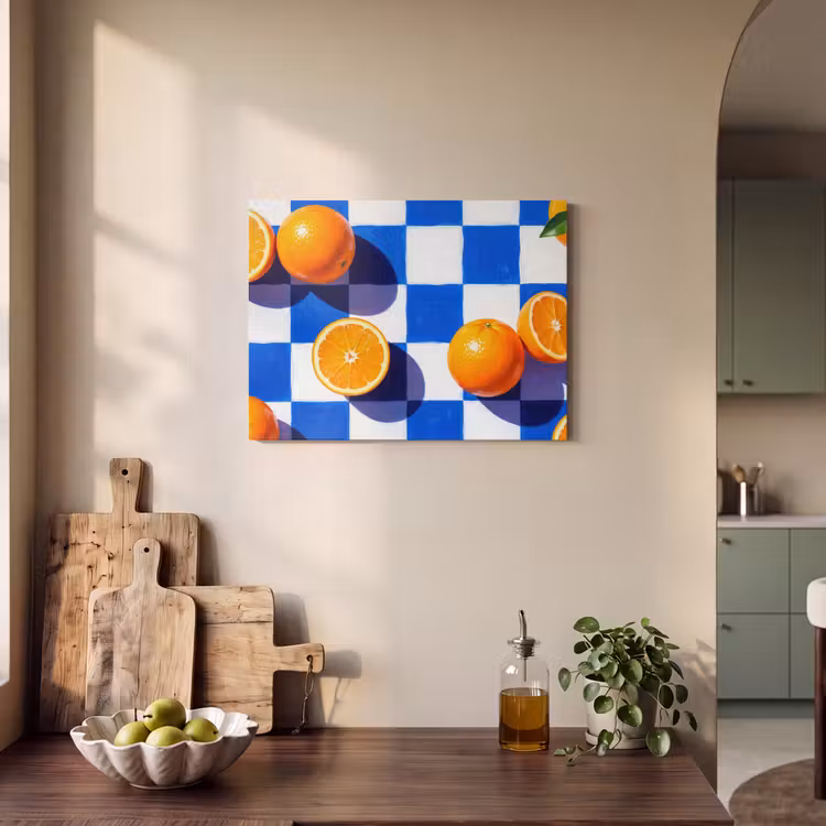 Acoustic Panel - Orange - Checkered - Food - Sinaasappel - Geruit - Eten PET vilt klein