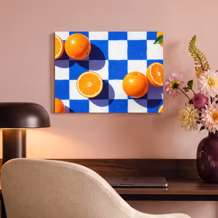 Acoustic Panel - Orange - Checkered - Food - Sinaasappel - Geruit - Eten PET vilt klein