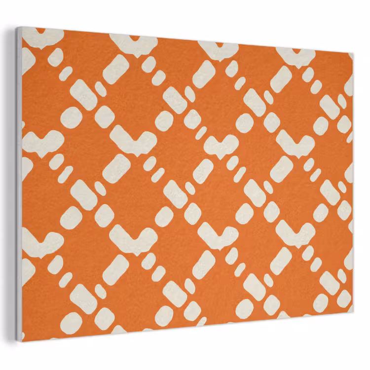 Oranje - Ruitpatroon - Wit PET vilt klein 837 -3d