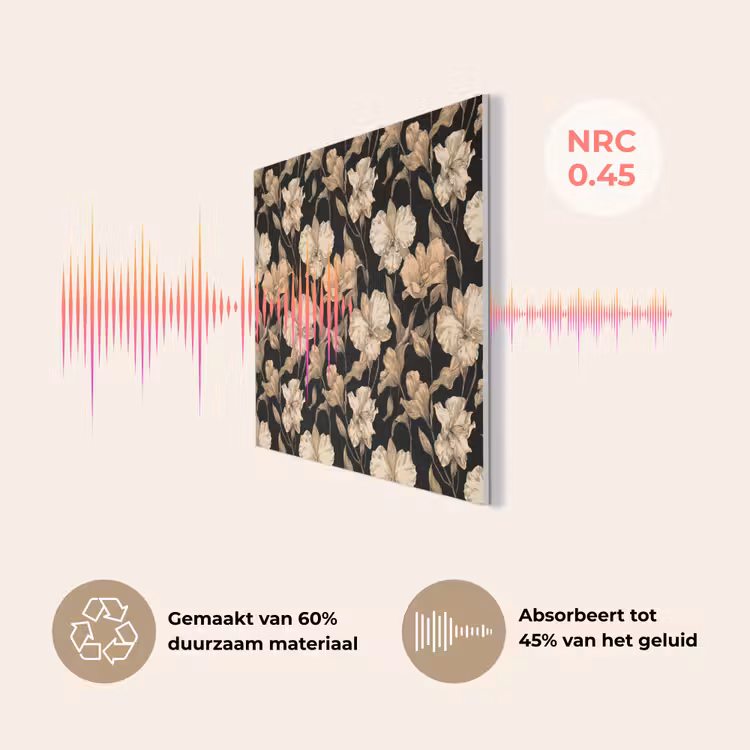 Orchideeën - Lijntekening - Patroon - Beige - Zwart PET vilt klein 837 -USP_NL