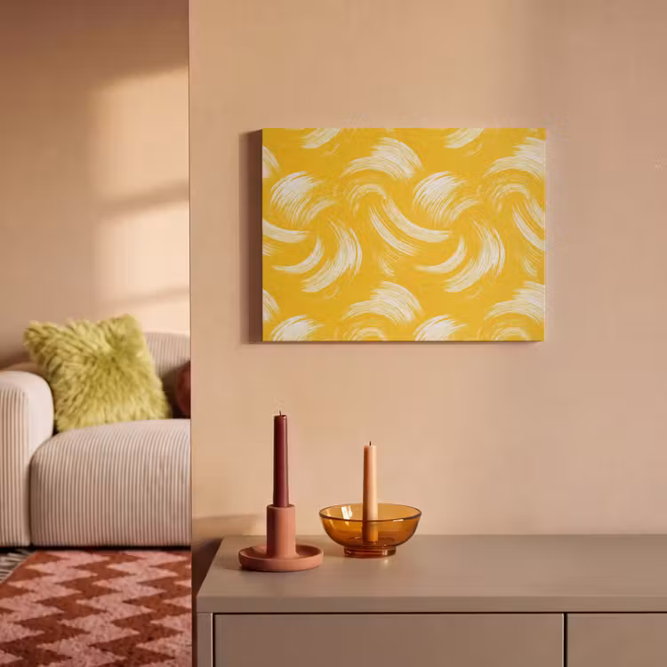 Verfstreken - Abstract - Dynamisch - Geel PET vilt klein 837 -sfeer1