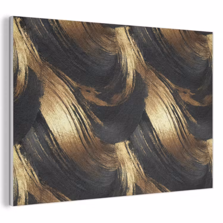 Verfstreken - Abstract - Goud - Zwart PET vilt klein 837 -3d