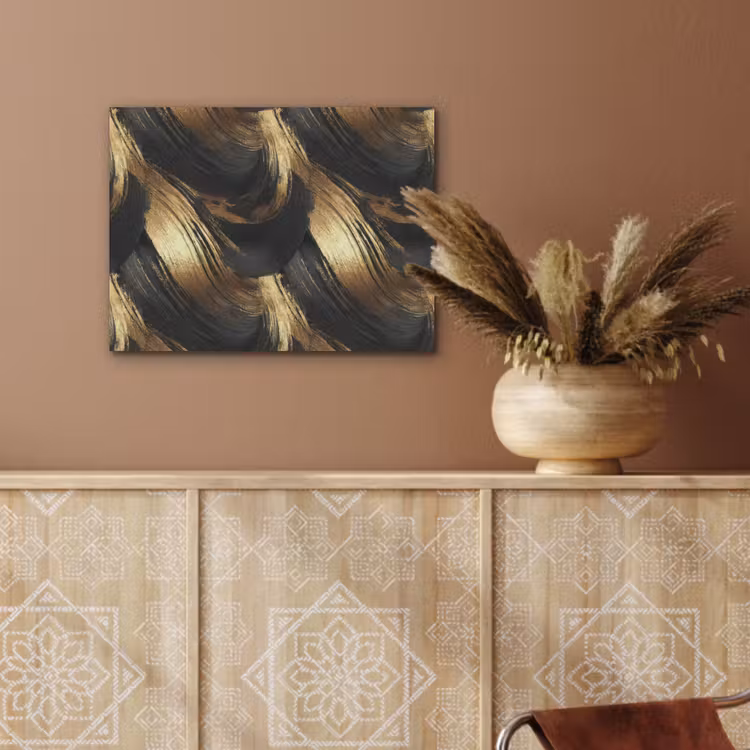 Verfstreken - Abstract - Goud - Zwart PET vilt klein 837 -sfeer4