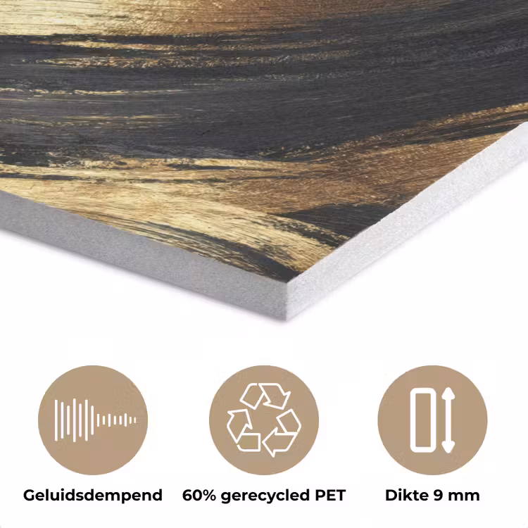 Verfstreken - Abstract - Goud - Zwart PET vilt klein 837 -closeup_NL