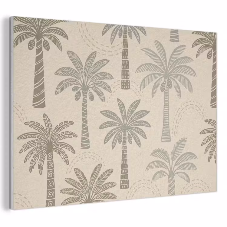 Palmbomen - Patroon - Tropisch - Beige PET vilt klein -3d