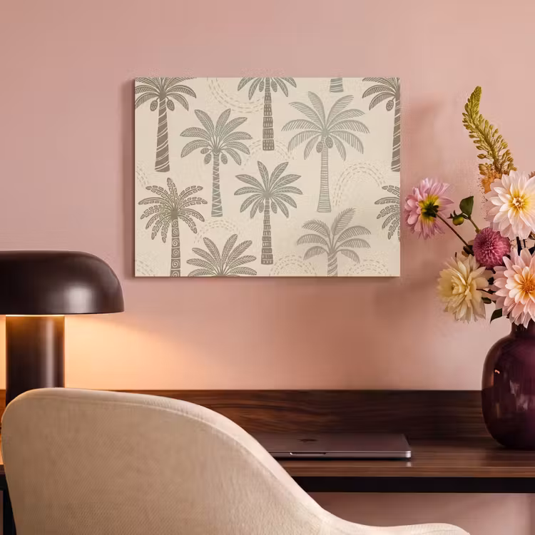 Palmbomen - Patroon - Tropisch - Beige PET vilt klein -sfeer3