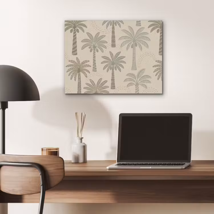 Palmbomen - Patroon - Tropisch - Beige PET vilt klein -sfeer5