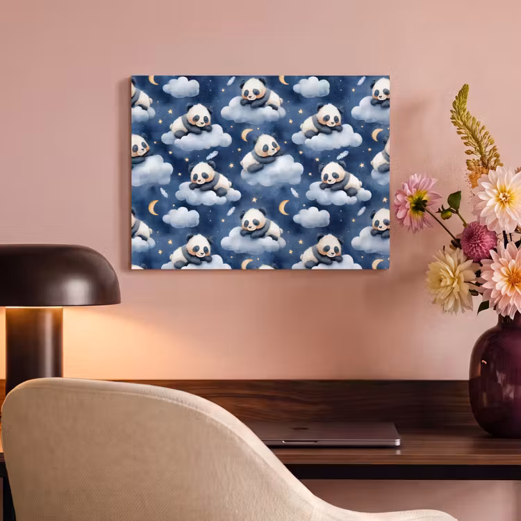 Panda's - Slapen - Blauw PET vilt klein 837 -sfeer3